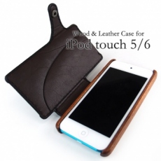 Apple iPod touch 5/6 専用木と革のケース(Bookタイプ)