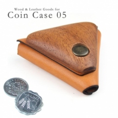 Coin Case 05 木と革のコインケース