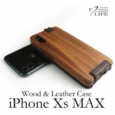 iPhone Xs Max 専用　木と革のケース