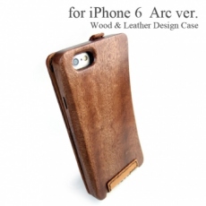 Apple iPhone 6 専用　木と革のデザインケース　Arc ver.