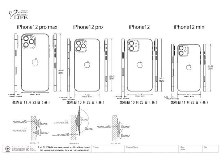 Apple IPhone 13 Mini (15th Gen) Dimensions Drawings