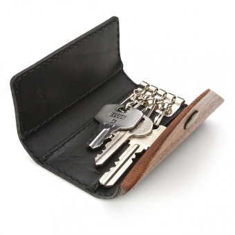 for key case04B 木と革のキーケース