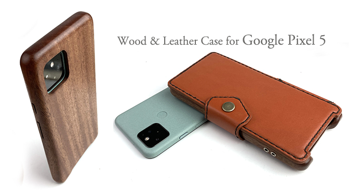 別注品:Google Pixel 5 専用　木と革のデザインケース
