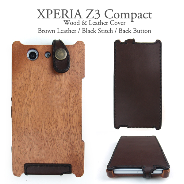 XPERIA Z3 Compact 専用 木と革のデザインケ「LIFE」