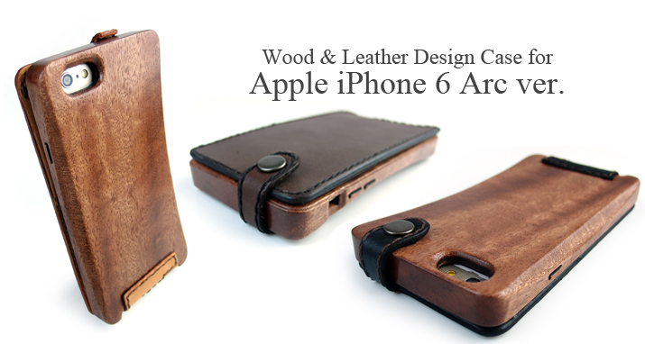 Apple iPhone 6 専用　木と革のデザインケース　Arc ver.