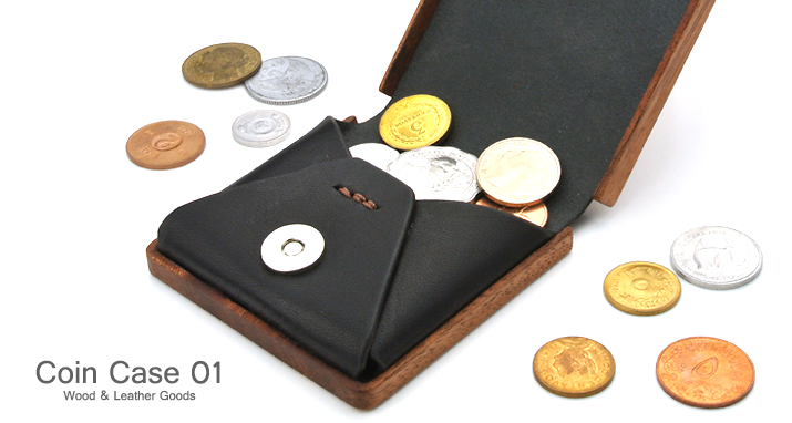 木と革のコインケース coin case01トップ