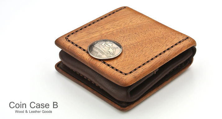 木と革のコインケース coin case Bトップ