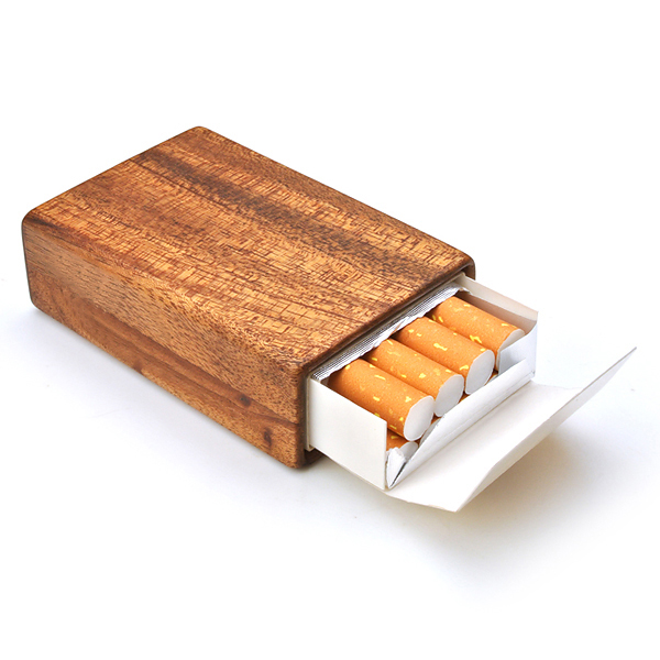 マホガニー製の木製タバコケースショート用「LIFE」