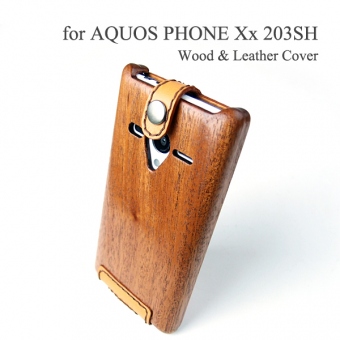AQUOS Xx 203SH専用木製ケース/レザーカバー