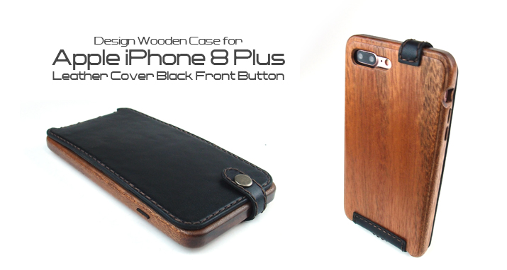 Apple iPhone 8　Plus 専用　木と革のデザインケース 縦開き