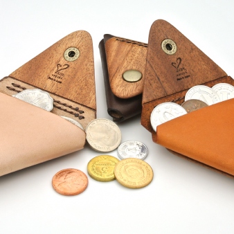木と革のコインケース coin case02